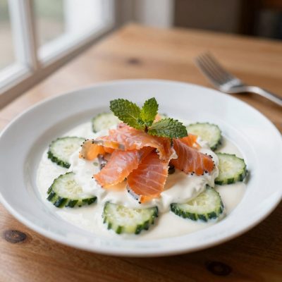 Salmone affumicato e cetrioli freschi