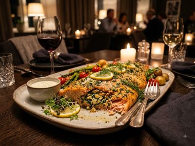 Salmone ripieno al forno