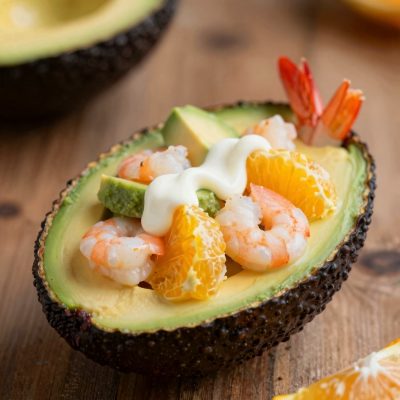 Cocktail d’avocado agli scampi