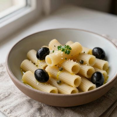 Bucatini con capperi e olive