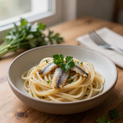Capellini con acciughe