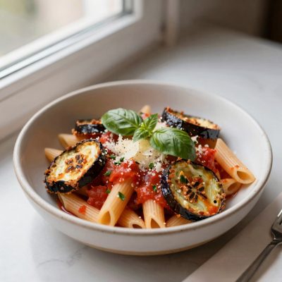 Cestino di pasta e melanzane