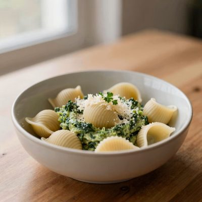 Conchiglie agli spinaci