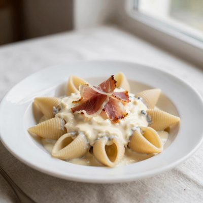 Conchiglie alla crema e prosciutto