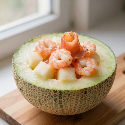 Melone ai gamberetti e salmone affumicato Antonio