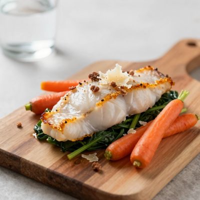 Filetti di sogliola con spinaci carote e pecorino
