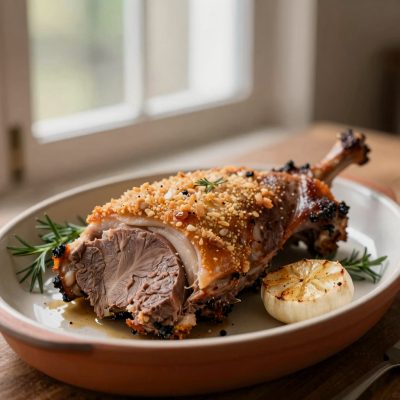 Capretto al forno aromatizzato