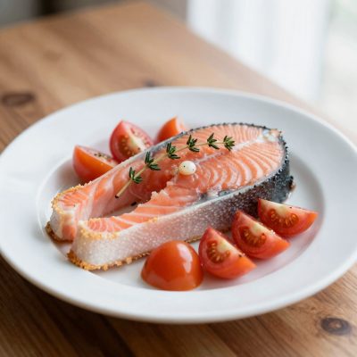 Trancio di salmone ai pomodori