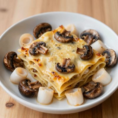 Lasagne con pesce e funghi porcini