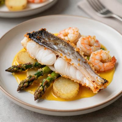 Branzino al forno con salsa allo zafferano