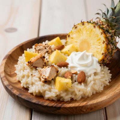 Risotto con pollo e ananas